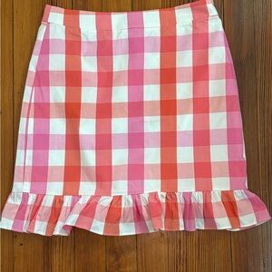 J. Crew Pink and White Gingham Mini Skirt